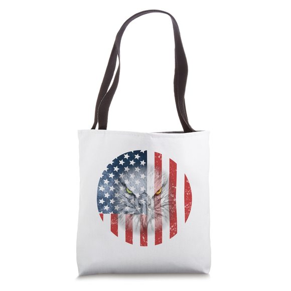 American Bald Eagle Eyes Desn Usa Flag Patriotic Tote Bag :3 - Picture 1 of 4